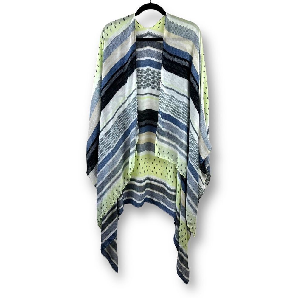 Ruggine green and blue stripe print lightweight kimono NWT size One Size